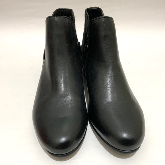 ERIC MICHEAL ISABELLA black booties leather block heel almond toe ankle boots 38 - Picture 7 of 11